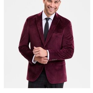 Men's BAR III, Burgundy Velvet Blazer